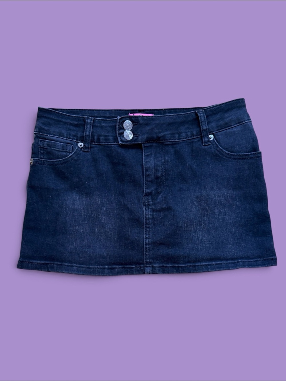 Edikted- Women’s Black Denim SUPER MINI Mini Skirt, Size Medium.